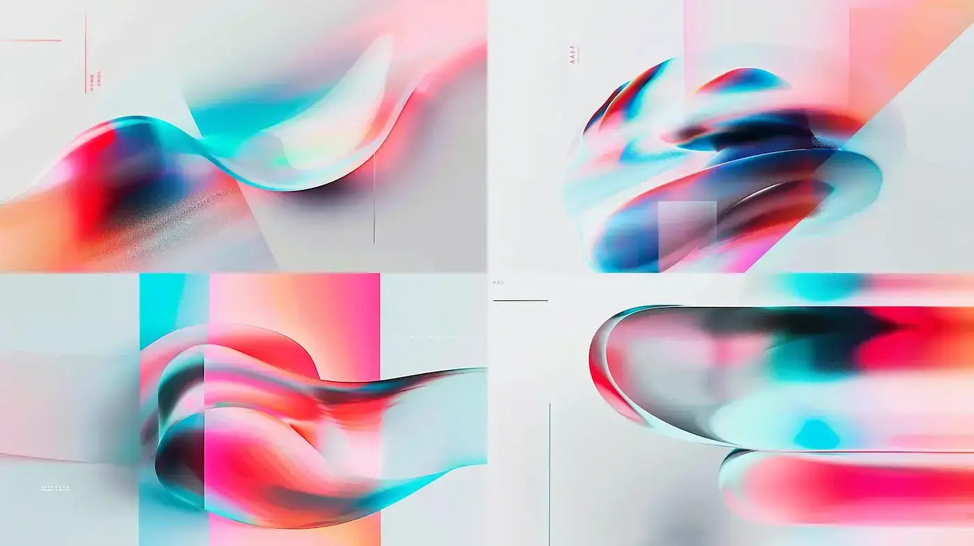Fluid Abstract Digital Art with a Soft Neon Palette - Midjourney sref style