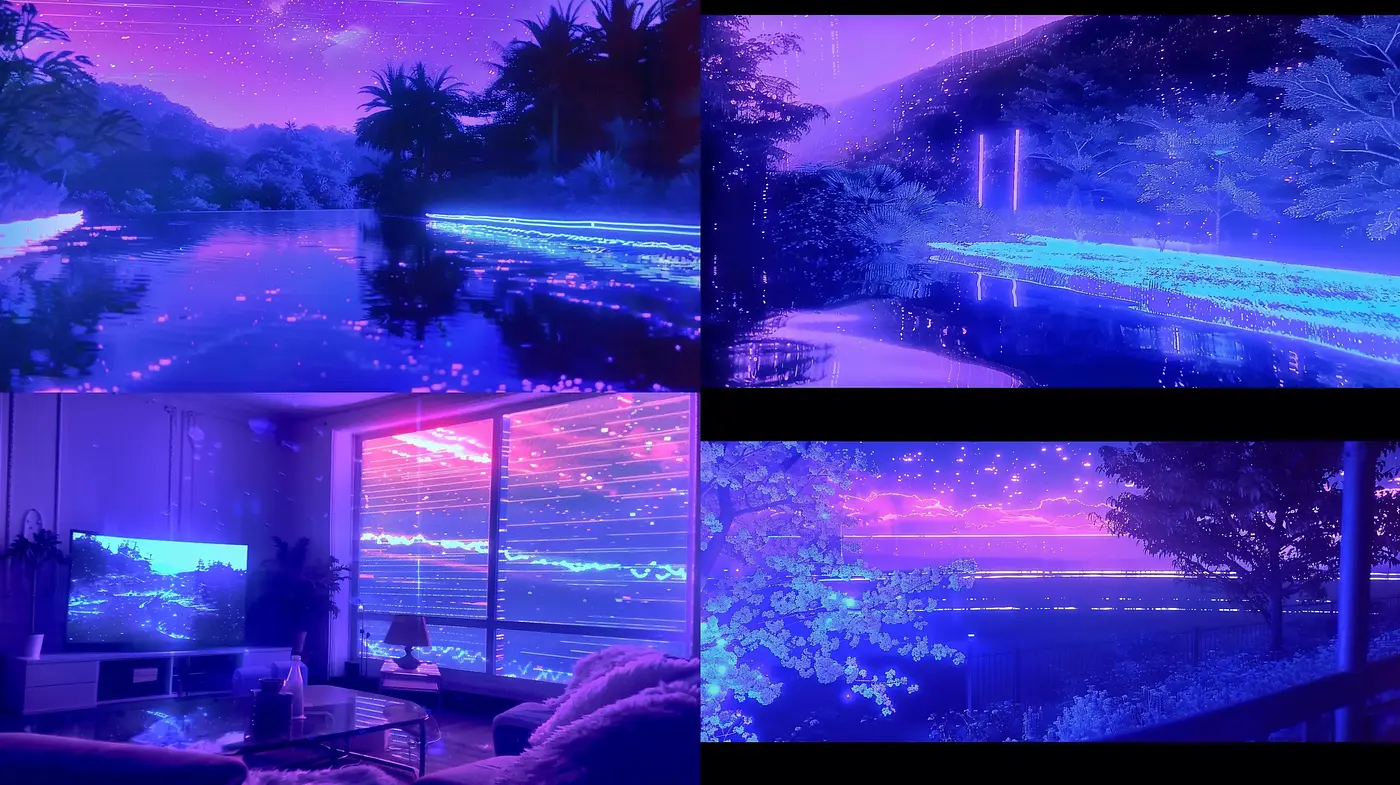 Synthetic Dreamscape: A Neon Nocturne - Midjourney sref style