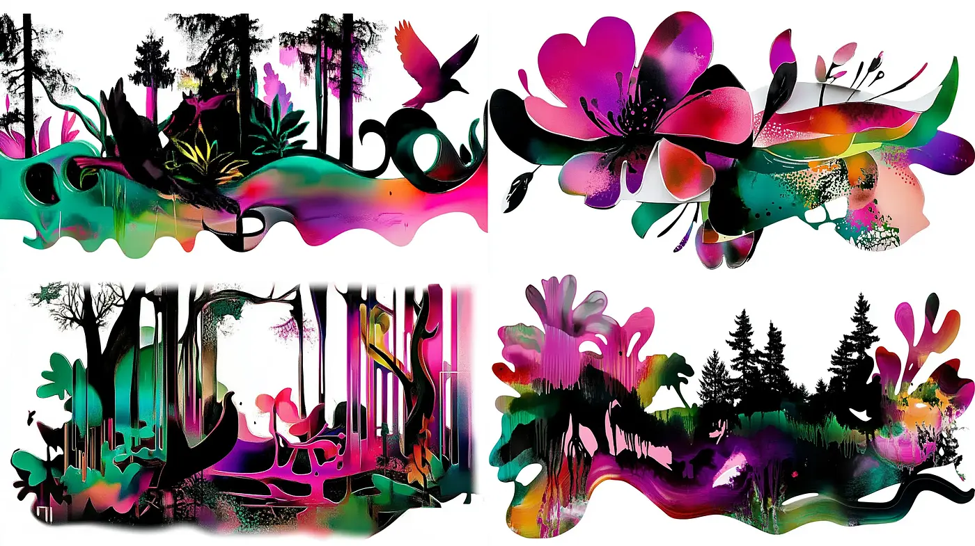 Surreal Botanical Dreamscape in Luminous Hues - Midjourney sref style