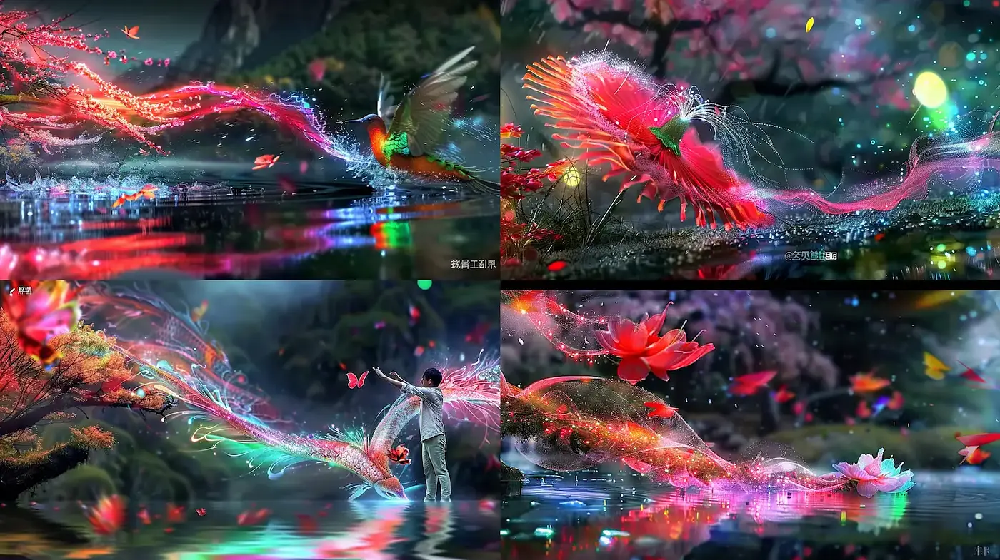 Captivating Ethereal Landscapes with Vibrant Flora and Fauna - Midjourney sref style