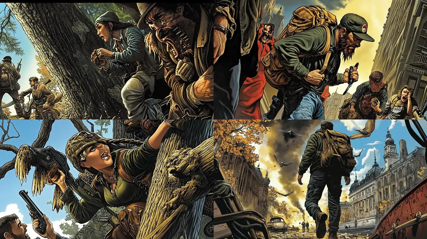 Dynamic Grayscale War Scenes with a Hint of Sepia - Midjourney sref style