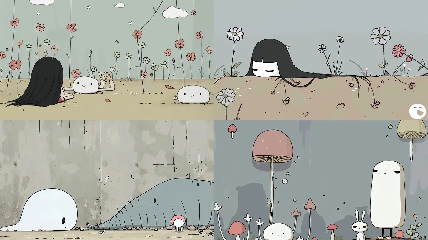 Whimsical Serenity: A Consistent Fusion of Gentle Pastel Tones and Minimalistic Cartoon Artistry - Midjourney sref style