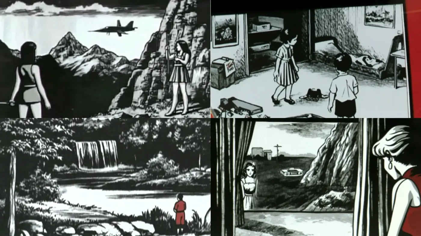 Monochromatic Nostalgia in Stylized Ink Illustration - Midjourney sref style