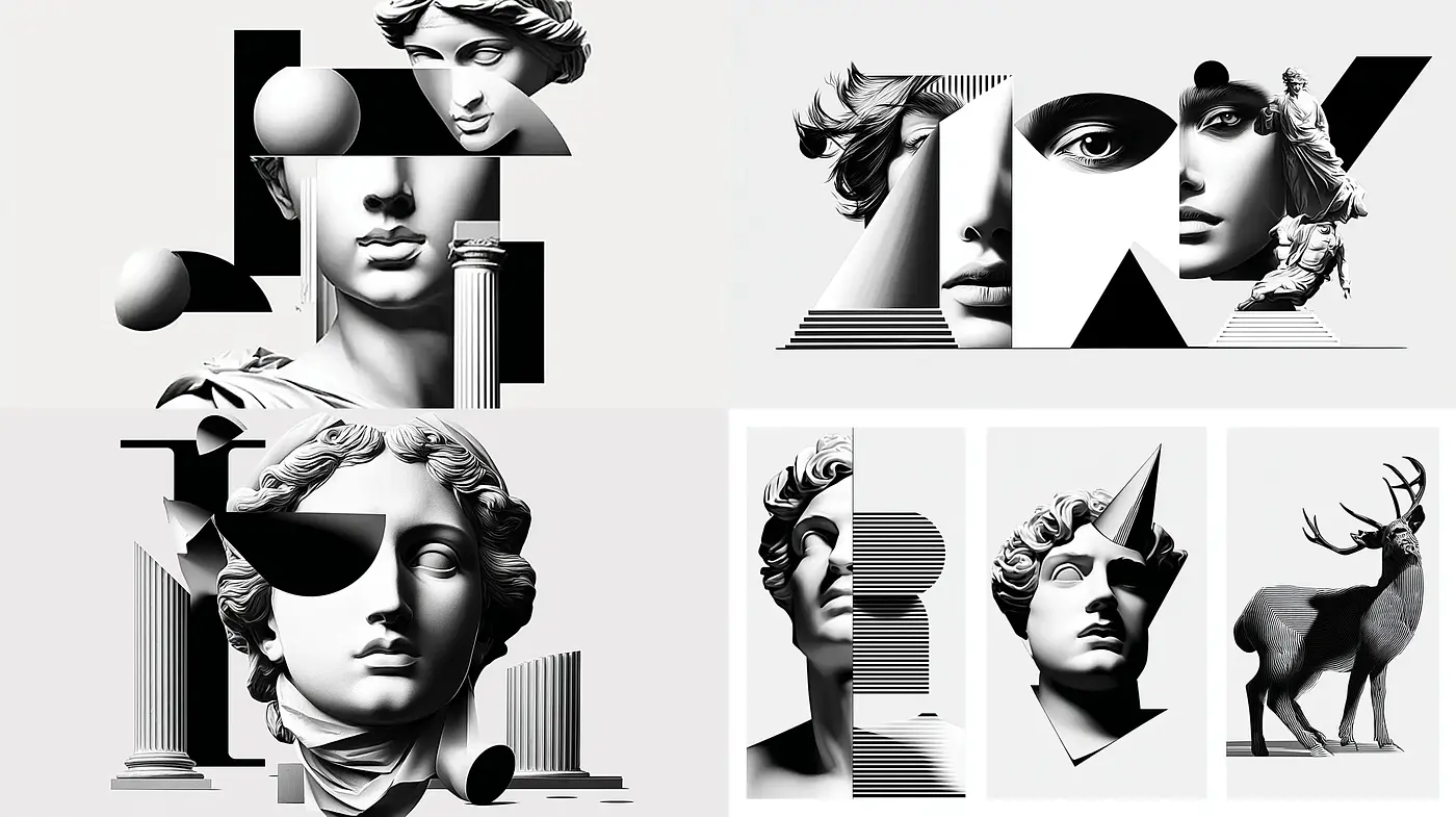 Modern Geometric Interpretation of Classical Sculpture - Midjourney sref style