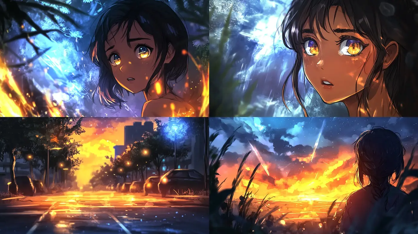 Luminous Twilight: A Synthesis of Anime Aesthetics with Dreamy Sunset Hues - Midjourney sref style