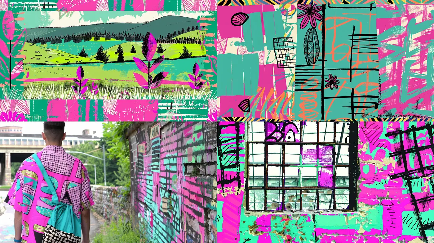 Psychedelic Pastel Rebellion: A Fusion of Vivid Textures and Expressive Line Art - Midjourney sref style