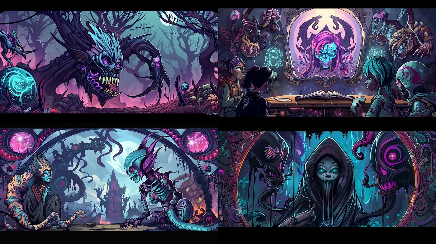 Enigmatic Twilight Hues with Surreal and Gothic Undertones - Midjourney sref style