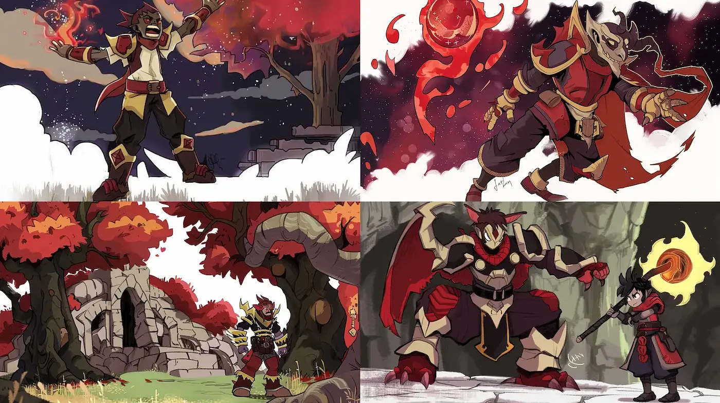 Stylized Fantasy Illustrations with a Warm Color Palette - Midjourney sref style
