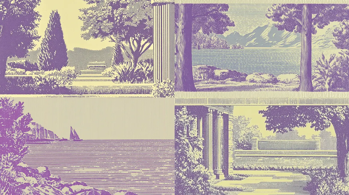 Ethereal Harmony in Monochrome Lavender: A Study of Serene Landscapes - Midjourney sref style