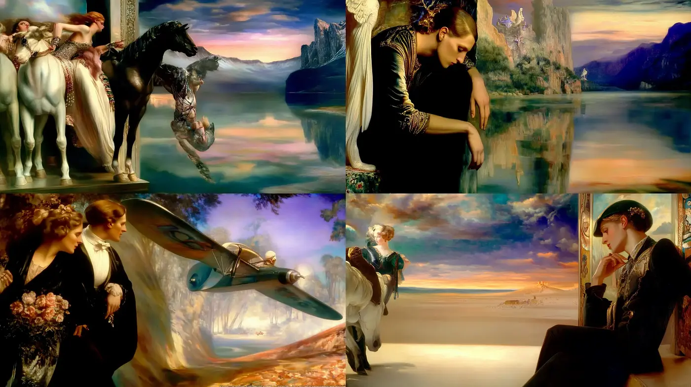 Ethereal Dreamscape Fusion of Neoclassicism and Romanticism - Midjourney sref style