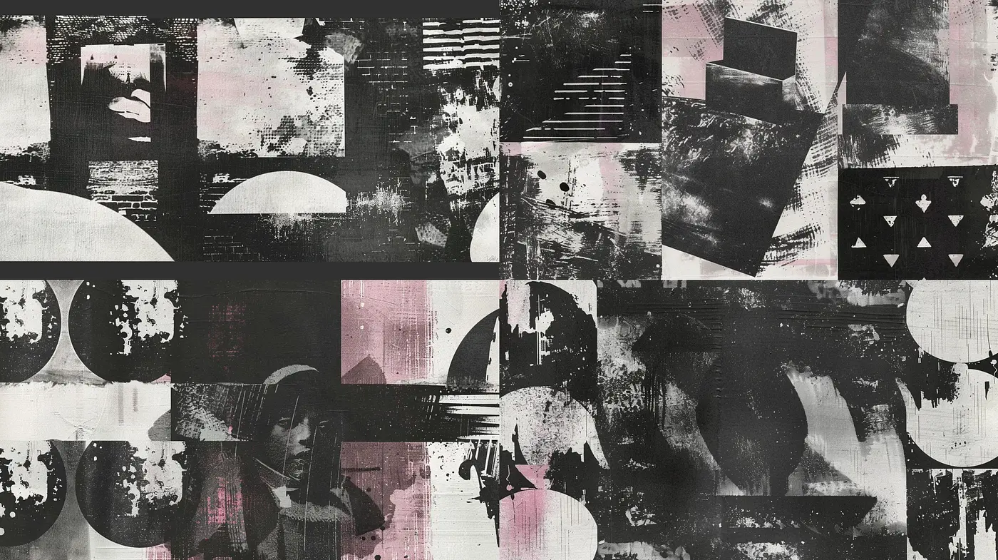 Monochrome Melancholy: A Study in Textured Abstraction - Midjourney sref style