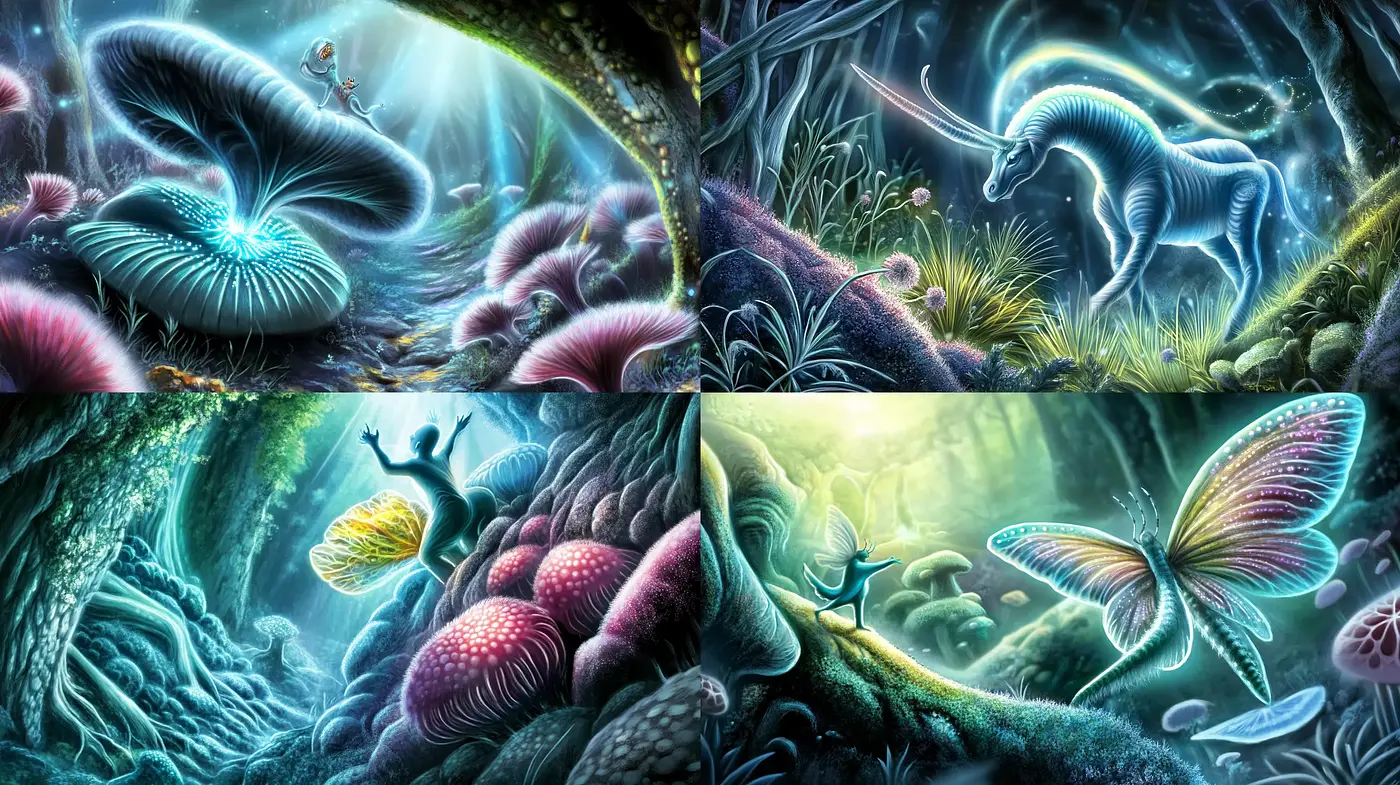 Luminescent Enchanted Forest Dreamscape - Midjourney sref style