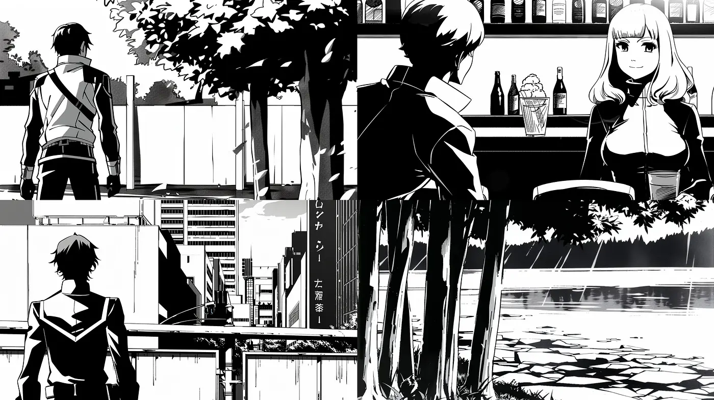 Monochrome Manga Mirage: Shades of Ink and Imagination - Midjourney sref style