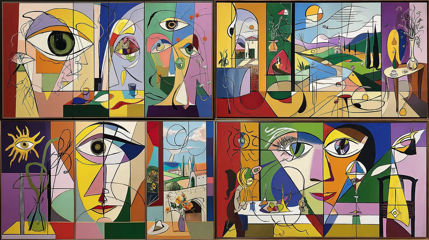 Vibrant Geometric Abstraction with Surrealistic Undertones - Midjourney sref style