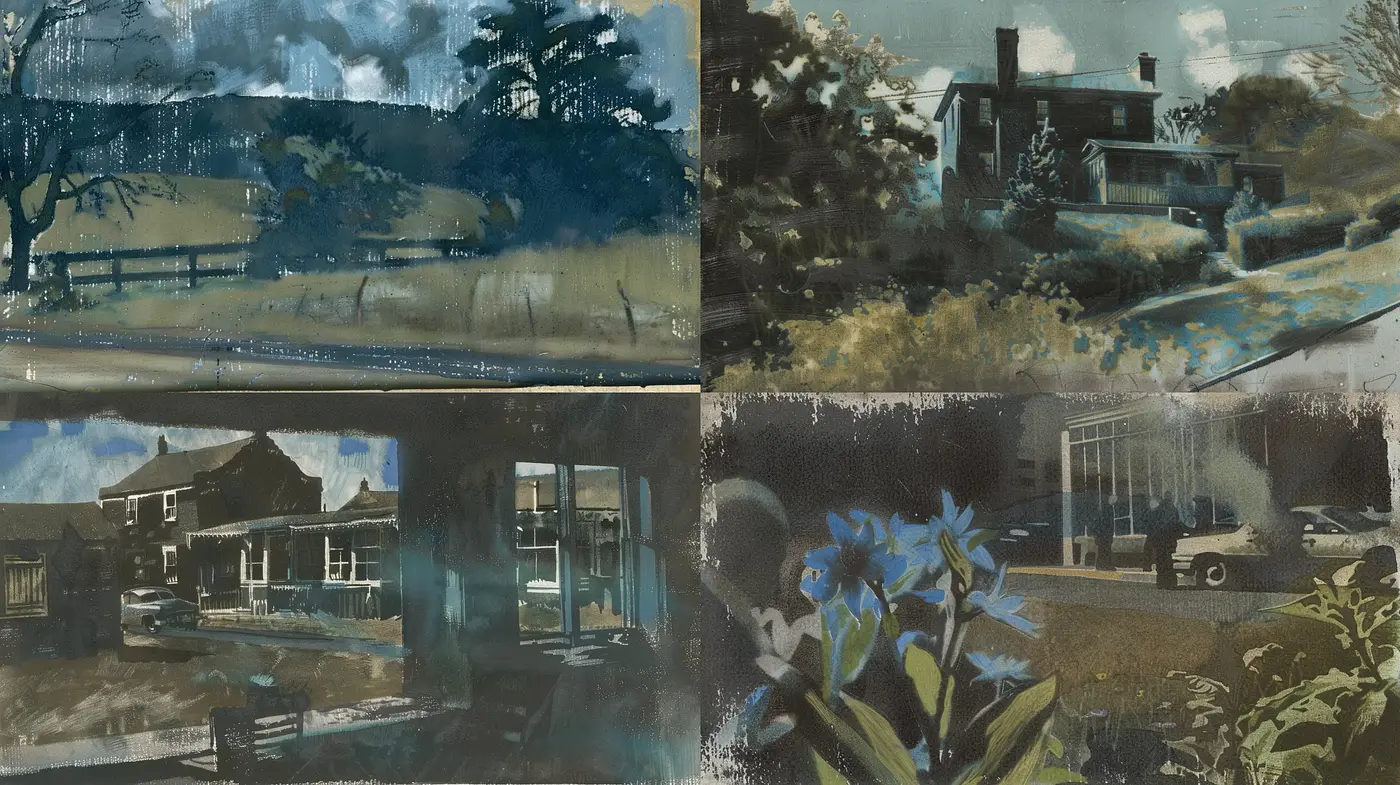 Time-Worn Elegance of Monochrome Countryside Interpretations - Midjourney sref style