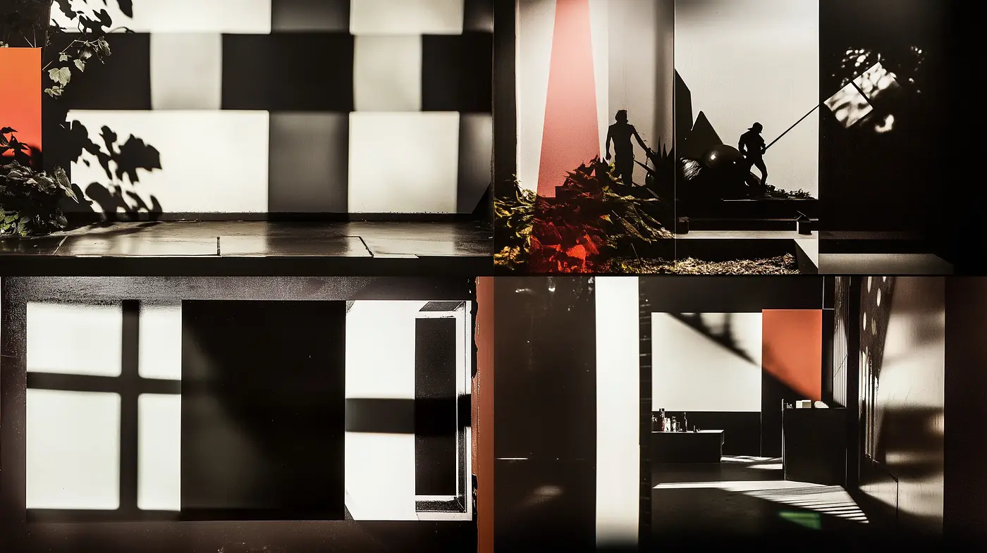 Chiaroscuro Contrasts and Geometric Interplay - Midjourney sref style