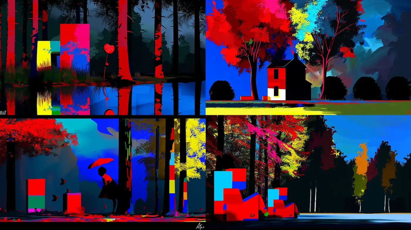 Vibrant Abstract Landscapes with a Touch of Surrealism - Midjourney sref style