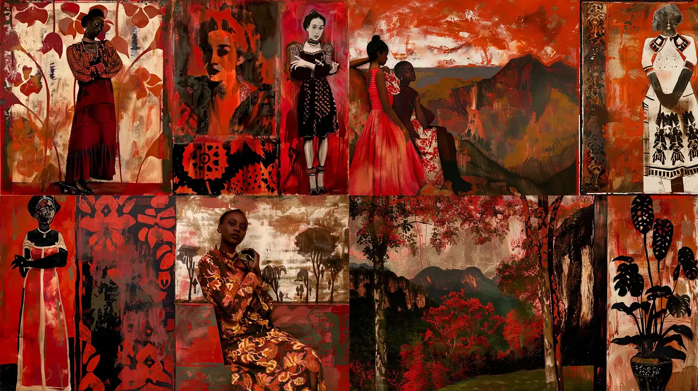 Warm Hues and Expressive Textures: A Fusion of Traditional Elegance and Painted Scenery - Midjourney sref style