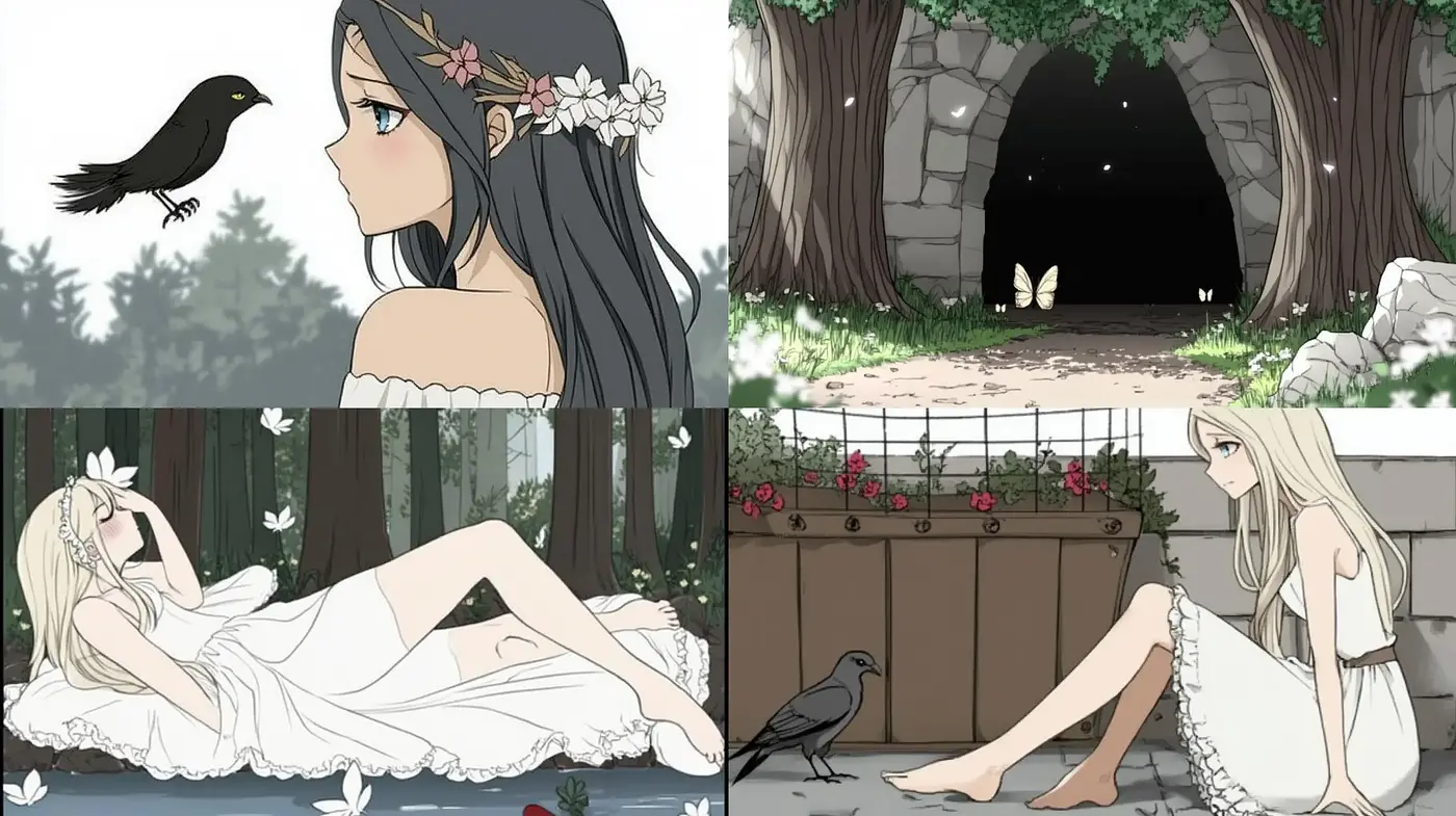 Ethereal Serenity in Monochromatic Nature: A Fusion of Anime Elegance with Pastel Overtones - Midjourney sref style