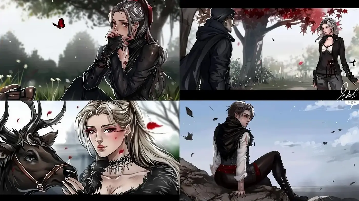 Dark Fantasy with Ethereal Elements and Realistic Textures - Midjourney sref style