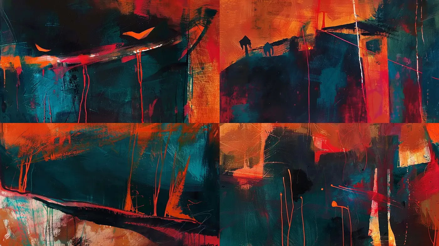 Abstract Expressionist Fusion with Dynamic Brushwork and Bold Colors - Midjourney sref style