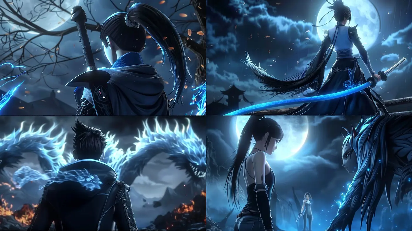Ethereal Nocturne: A Dance of Midnight Blues and Dreamlike Fantasy - Midjourney sref style