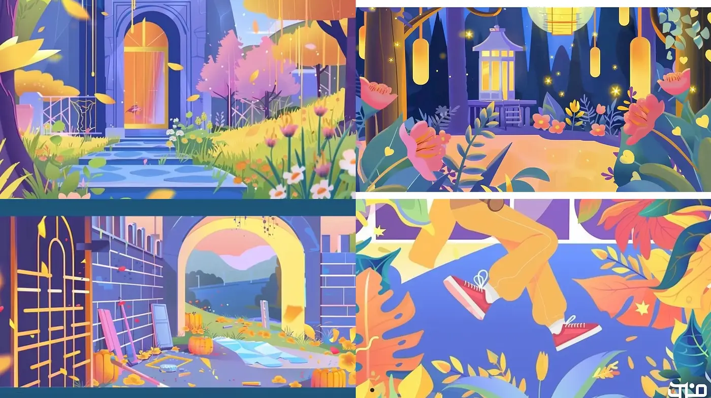 Whimsical Twilight Vistas with a Dreamy Digital Illustrative Flair - Midjourney sref style
