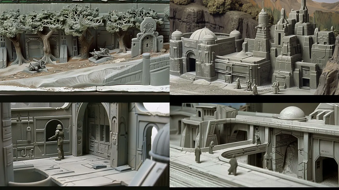 Monochromatic Dreamscape: Evoking Distant Memories with Textured Sepia Tones in a Timeless Architectural Setting - Midjourney sref style