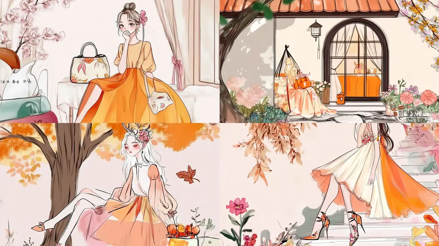 Ethereal Autumn Elegance With a Soft Watercolor Essence - Midjourney sref style
