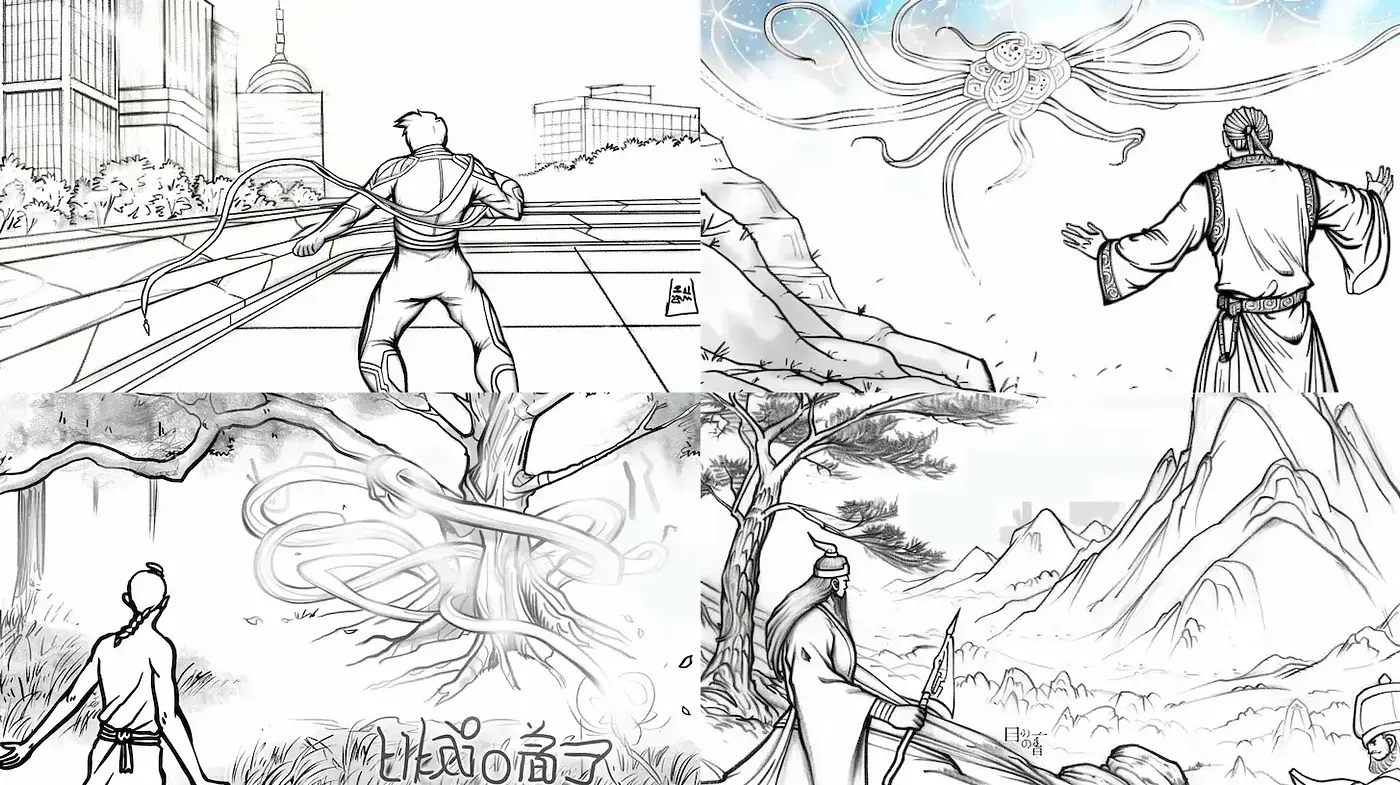Eclectic Fusion of Futuristic and Mythical Environments - Midjourney sref style
