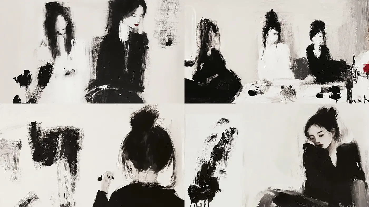 Monochromatic Whispers of Abstract Expressionism - Midjourney sref style