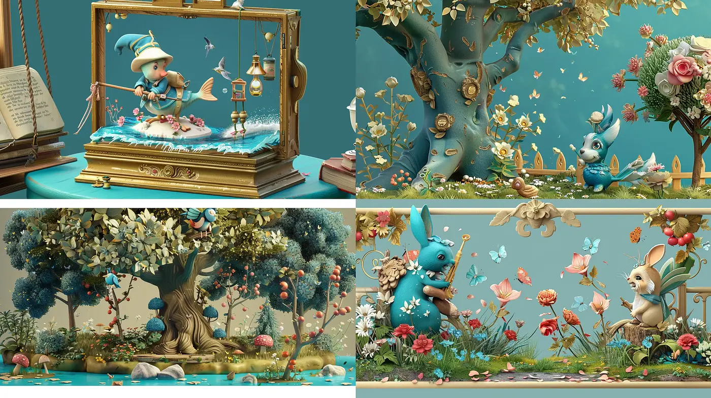 Enchanted Storybook Whimsy: A Dreamlike Fusion of Fantasy Illustration and Vivid Pastels - Midjourney sref style