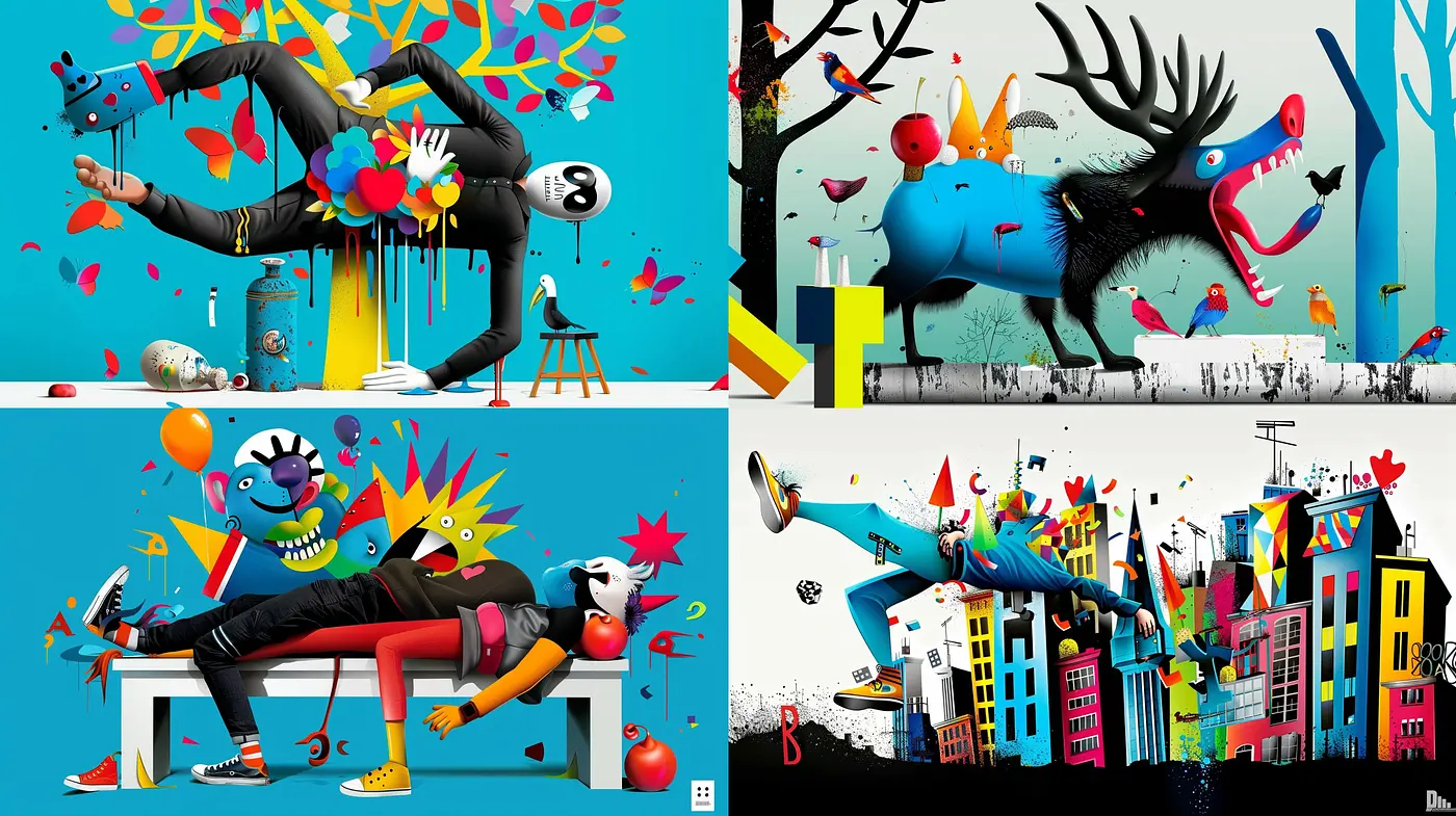 Surrealistic Populus: A Fusion of Pop Surrealism and Whimsical Urbanity - Midjourney sref style