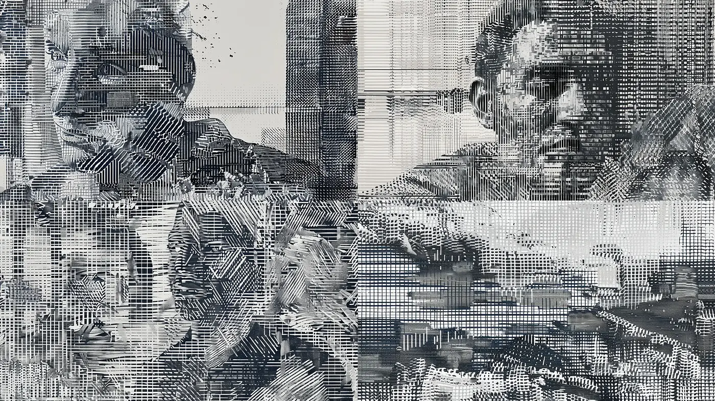Monochromatic Glitch Art Echoes - Midjourney sref style