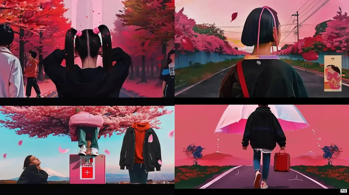 Contemporary Japanese-inspired illustration with a dreamlike atmosphere - Midjourney sref style
