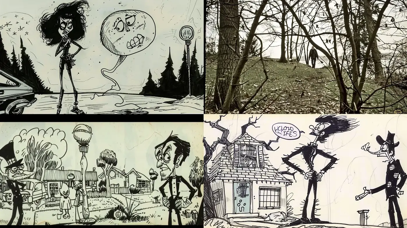 Quirky And Eccentric Visual Storytelling With A Dark Edge - Midjourney sref style