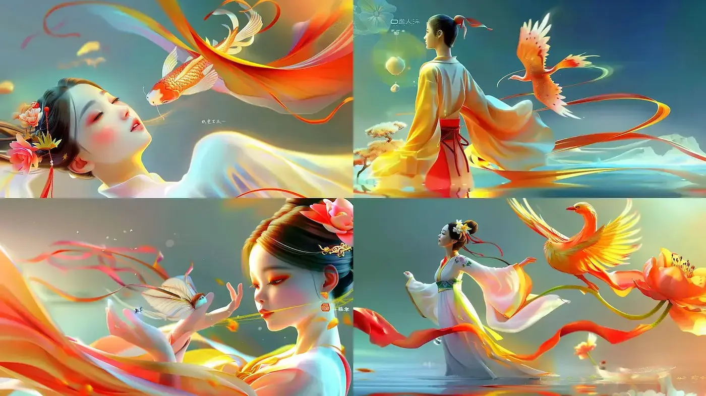 Ethereal and Fluid Aesthetic with Cultural Elegance - Midjourney sref style