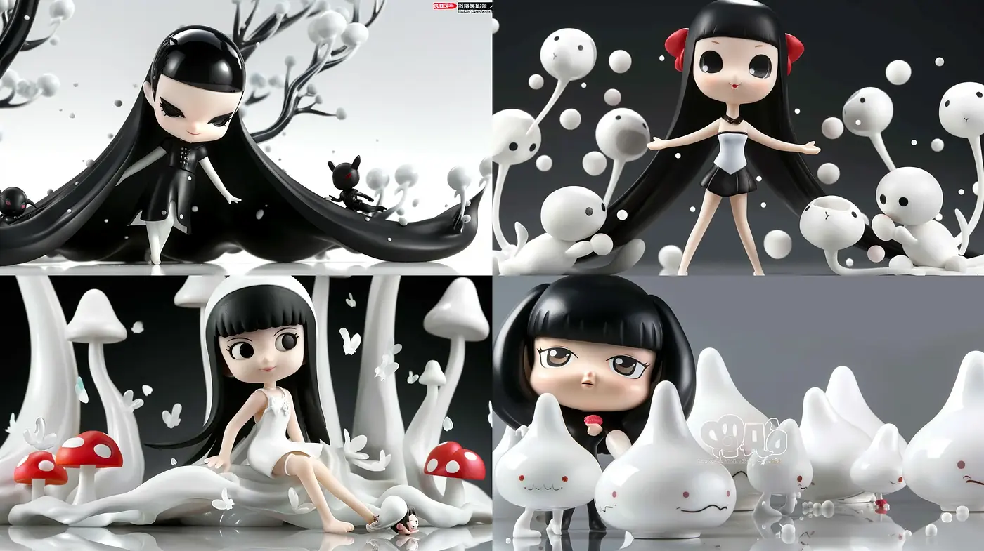 Monochrome Whimsy: A Balanced Blend of Contrasting Forces - Midjourney sref style
