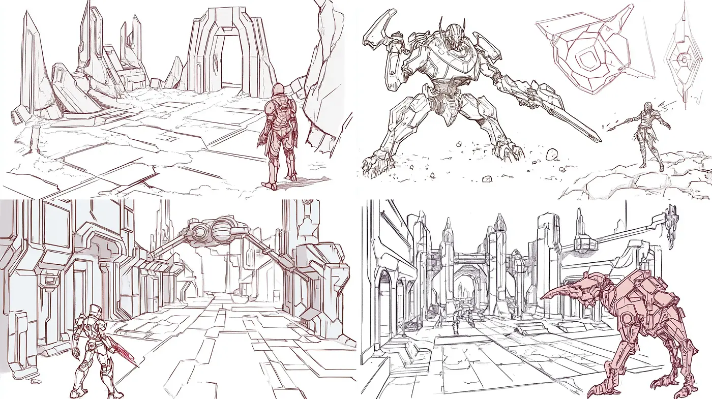 Sketch-like Interpretation of Futuristic Concepts - Midjourney sref style