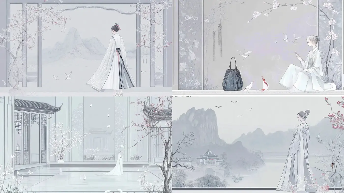 Ethereal Serenity in Monochromatic Hues: A Homage to Ink Wash Techniques - Midjourney sref style
