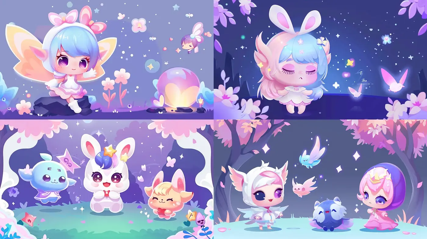 Enchanted Twilight Fantasy with Pastel Palette and Anime Influence - Midjourney sref style