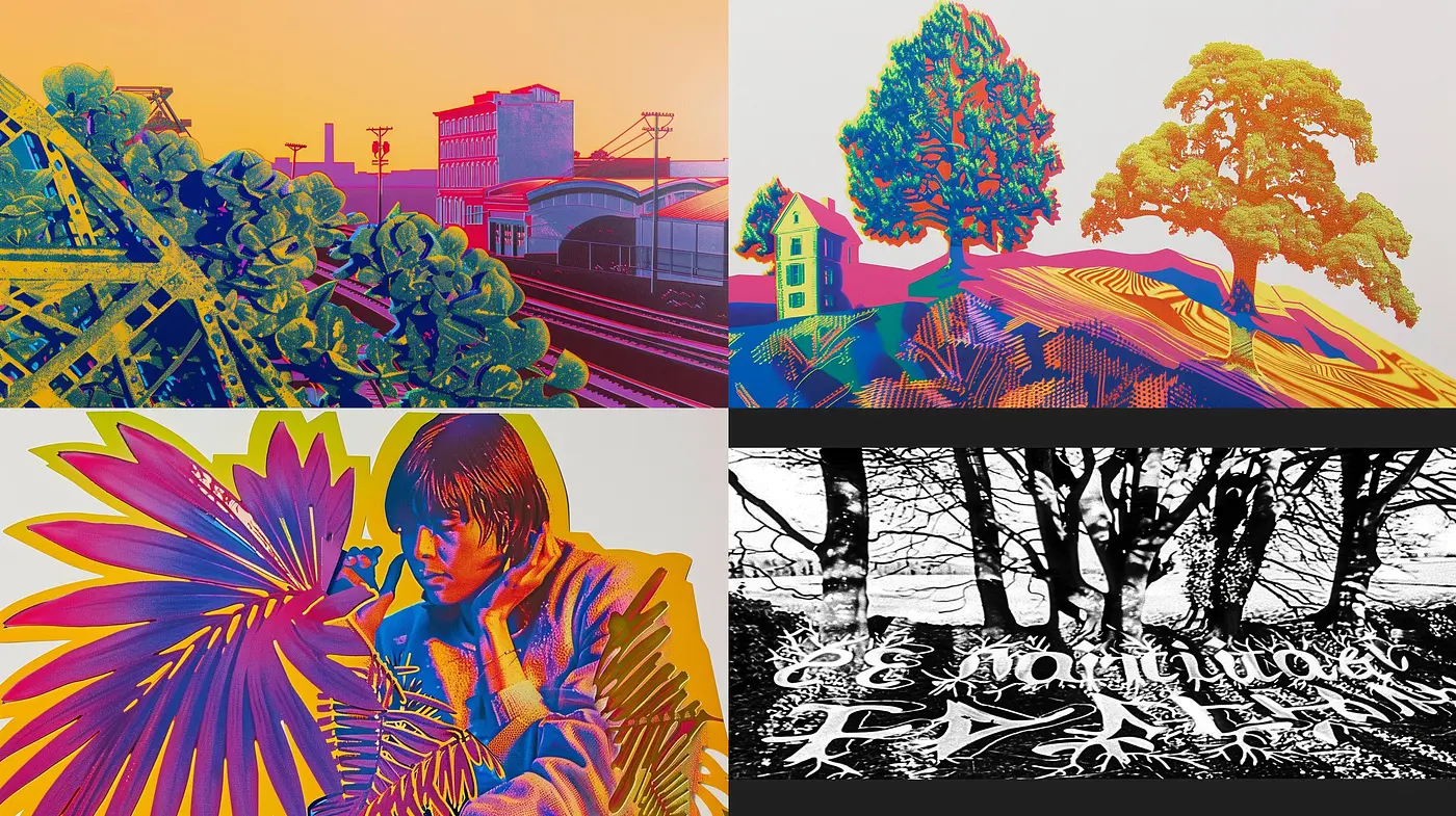 Vibrant and Stylized Contrast: A Homage to Pop Art and Graphic Silhouettes - Midjourney sref style