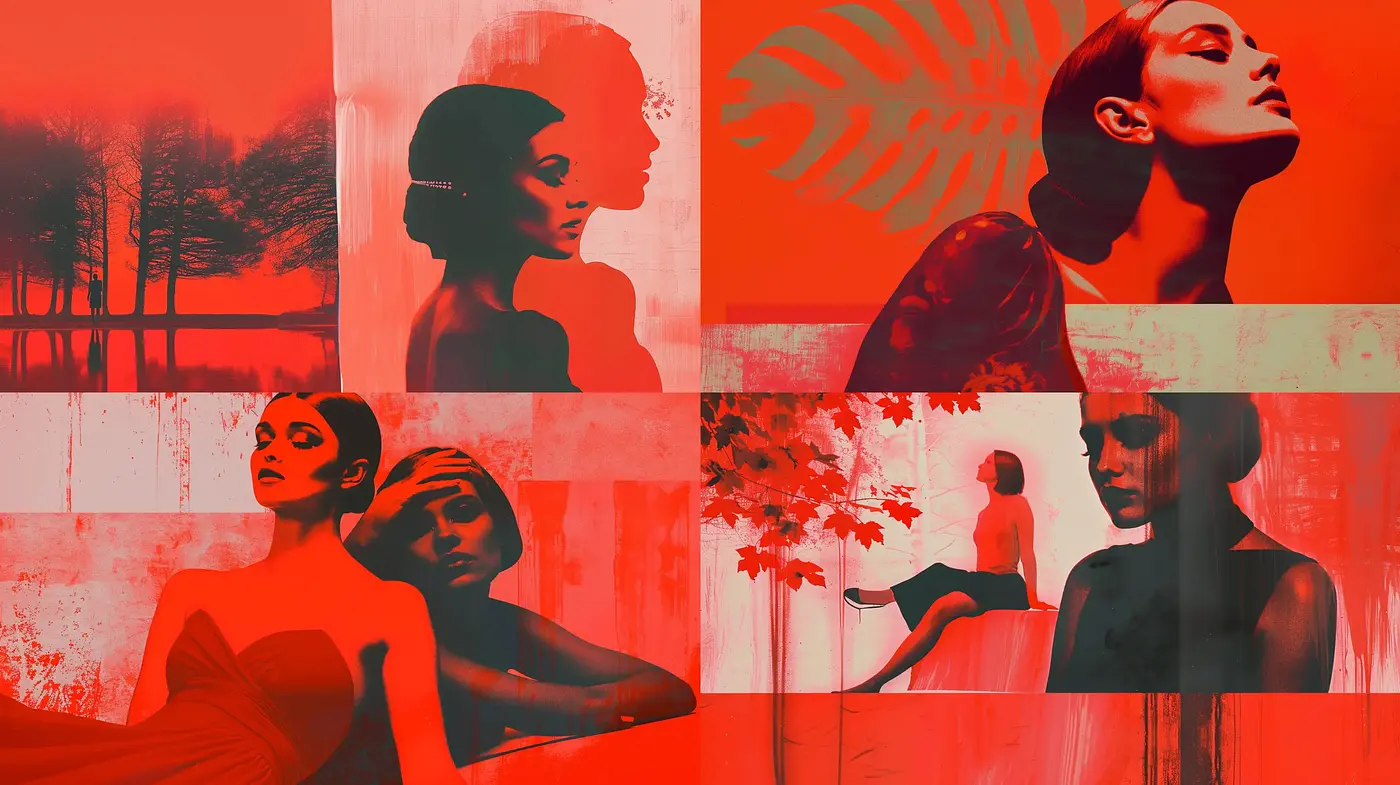 Crimson Silhouette: A Study in Red and Abstract Expressionism - Midjourney sref style