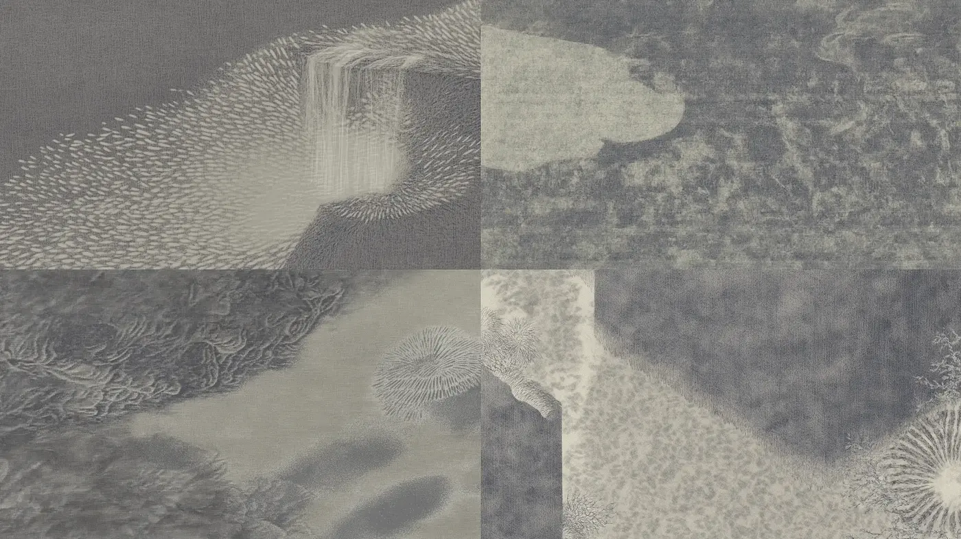 Ethereal Monochrome Textured Dreamscape - Midjourney sref style