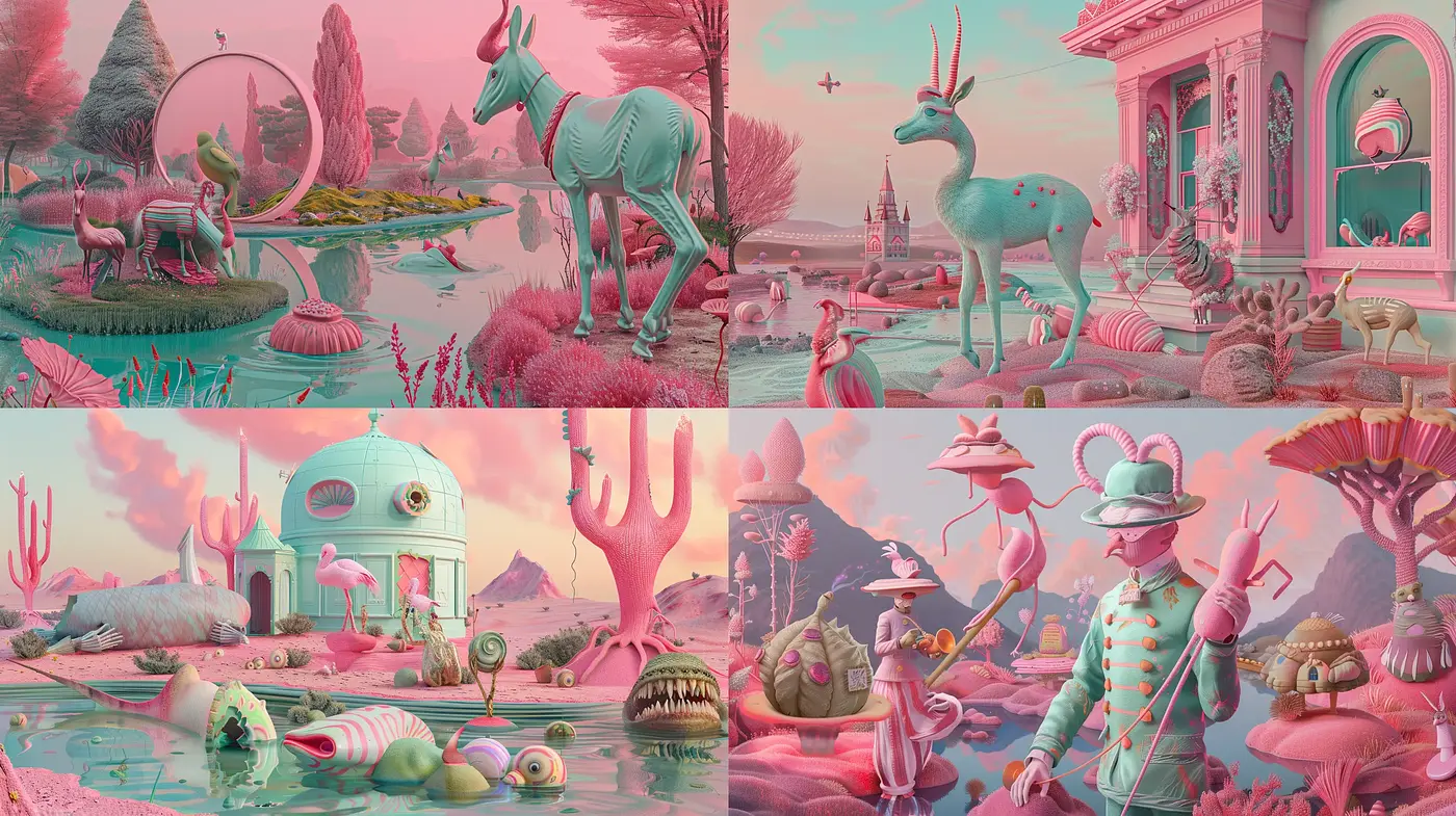 Surreal Pastel Dreamscape with a Whimsical Twist - Midjourney sref style