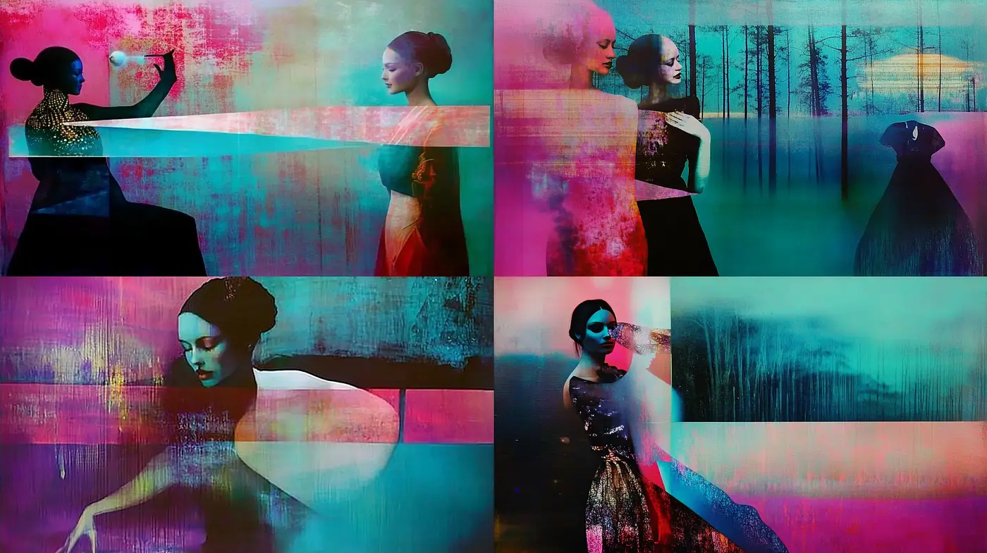 Ethereal Chromatic Hues: A Symphony of Cyberpunk and Impressionism - Midjourney sref style