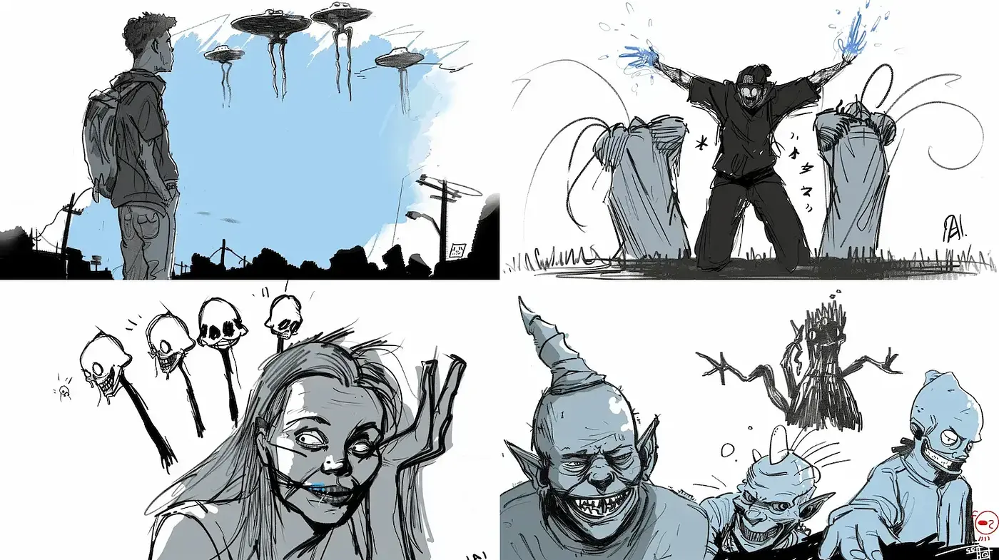 Gritty Monochromatic Narratives: A Journey Through Stylized Desolation - Midjourney sref style
