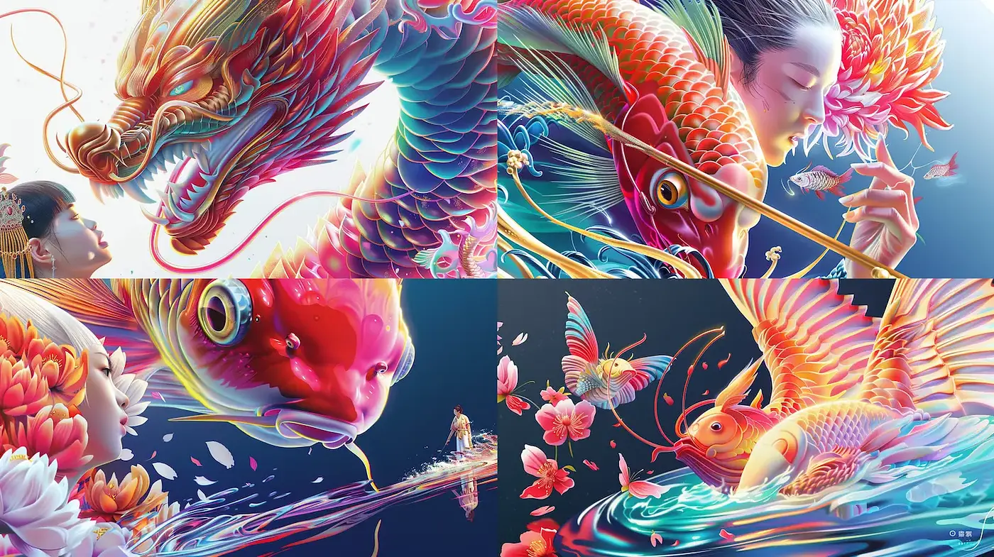 Vibrant and Whimsical Asian Mythology Inspired Art - Midjourney sref style