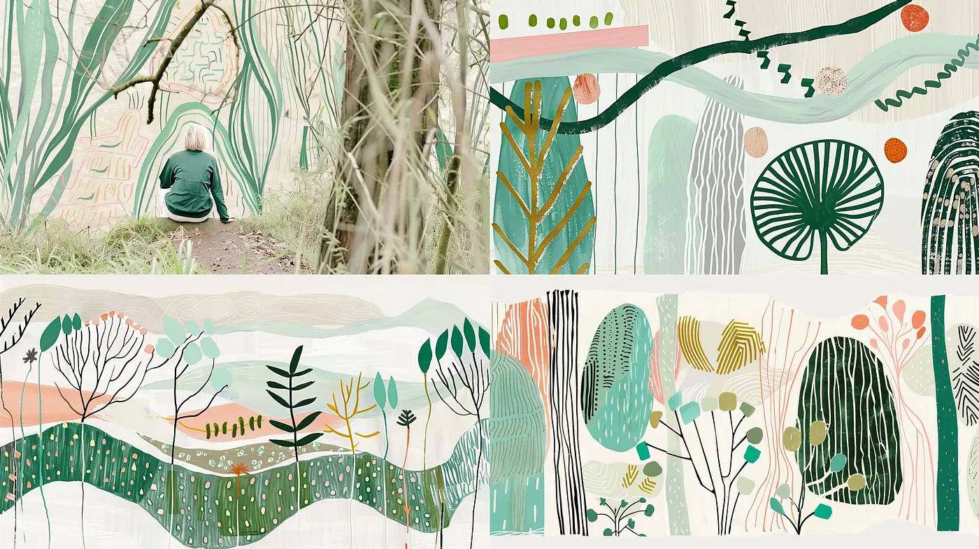 Harmonious Botanical Abstraction with a Touch of Modern Folk Art - Midjourney sref style