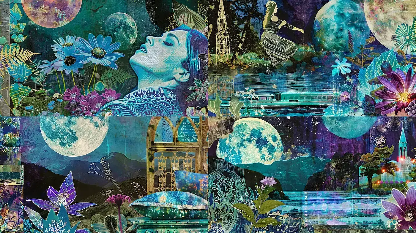 Harmoniously Blended Dreamscape with Nature and Celestial Elements - Midjourney sref style